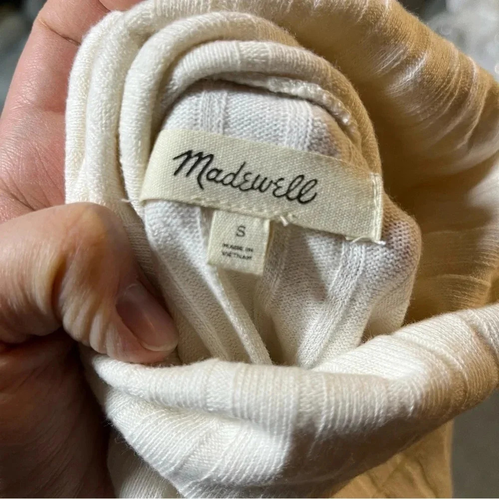 Madewell Cream Ribbed Long Sleeve Turtleneck Sweater Size Small S - Picture 2 of 9
